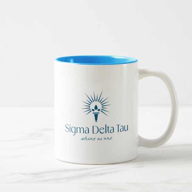 Sigma Delta Tau Sorority Torch & Sunburst Logo Two-Tone Coffee Mug (Right)