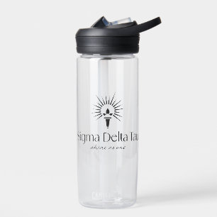 Sigma Delta Tau Sorority Torch & Sunburst Logo Water Bottle