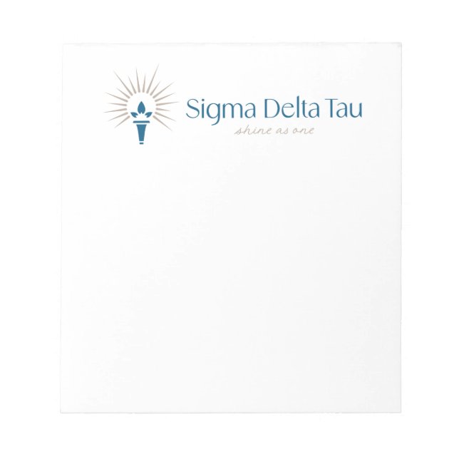 Sigma Delta Tau Sorority Torch & Sunburst Notepad (Front)