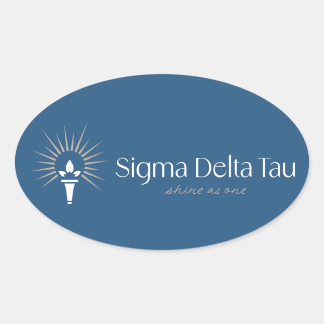 Sigma Delta Tau Sorority Torch & Sunburst Oval Sticker (Front)