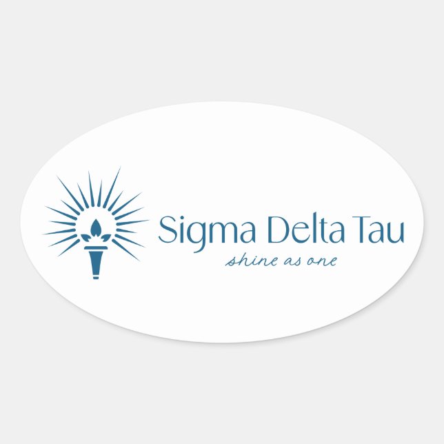 Sigma Delta Tau Sorority Torch & Sunburst Oval Sticker (Front)