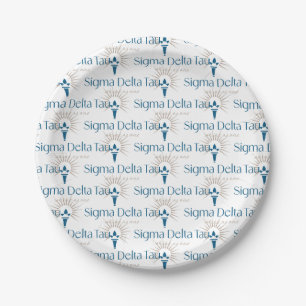 Sigma Delta Tau Sorority Torch & Sunburst Paper Plates