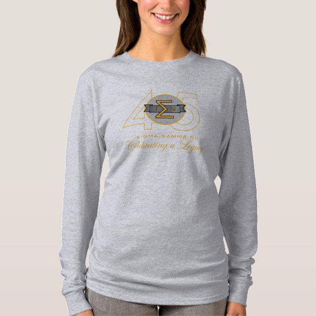 Sigma Gamma Nu 45th Long Sleeve Gld Ltr. T-Shirt (Front)