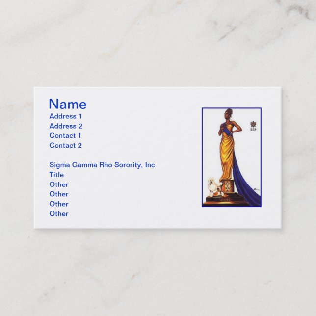 Sigma Gamma Rho Sorority Business Cards (Front)