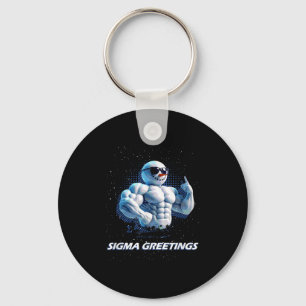 Sigma Greetings Bruh Snowman Rizz Merry Christmas Keychain