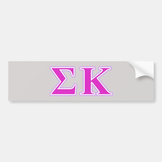 Sigma Kappa Lavender and Pink Letters Bumper Sticker (Front)