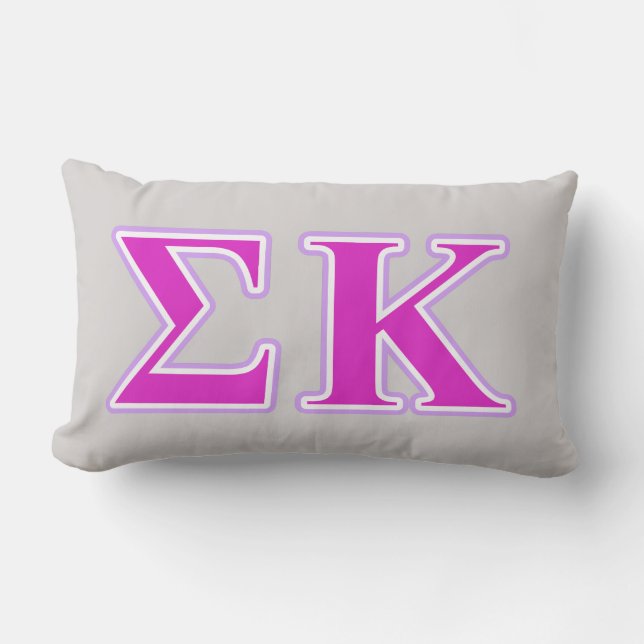 Sigma Kappa Lavender and Pink Letters Lumbar Pillow (Front)