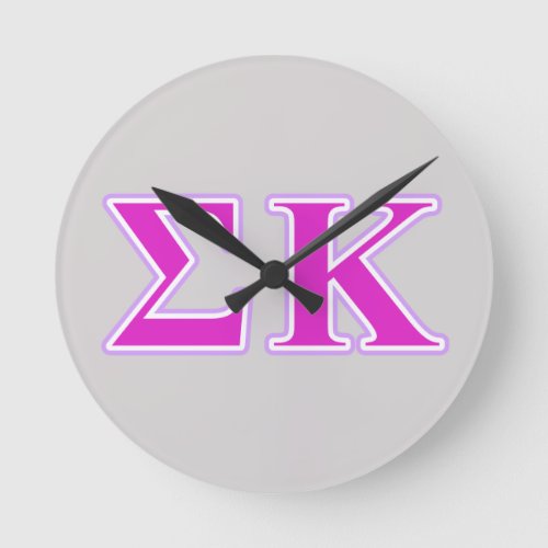 Sigma Kappa Lavender and Pink Letters Round Clock
