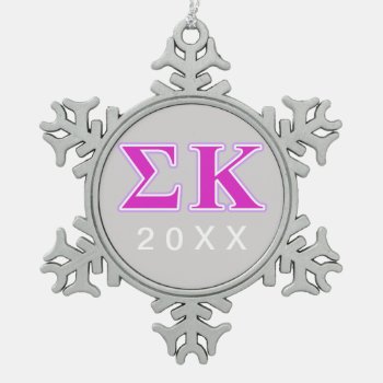 Sigma Kappa Lavender And Pink Letters Snowflake Pewter Christmas Ornament by SigmaKappa at Zazzle