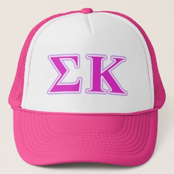 Sigma Kappa Lavender And Pink Letters Trucker Hat by SigmaKappa at Zazzle
