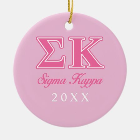 Sigma Kappa Light Pink Letters Ceramic Ornament