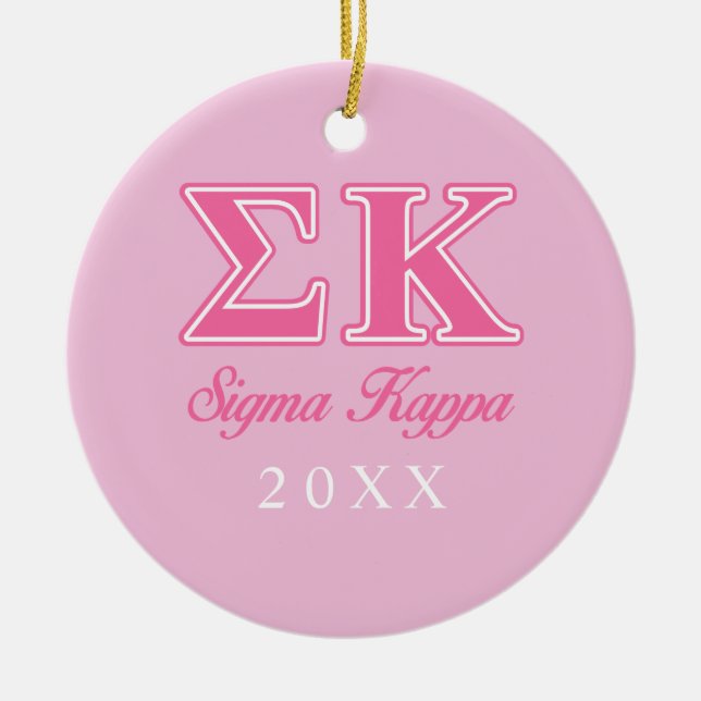 Sigma Kappa Light Pink Letters Ceramic Ornament (Front)