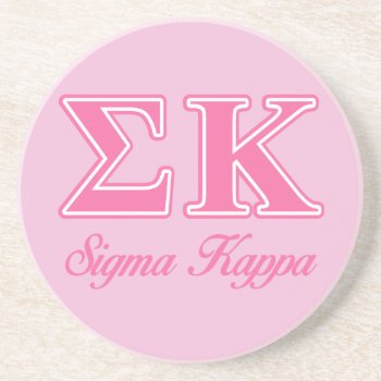 Sigma Kappa Light Pink Letters Drink Coaster by SigmaKappa at Zazzle
