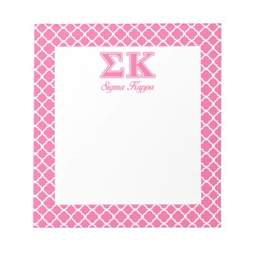 Sigma Kappa Light Pink Letters Notepad