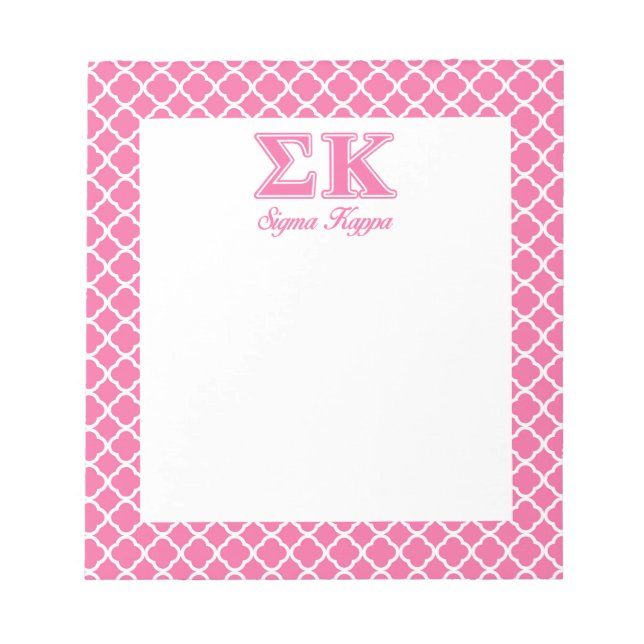 Sigma Kappa Light Pink Letters Notepad (Front)