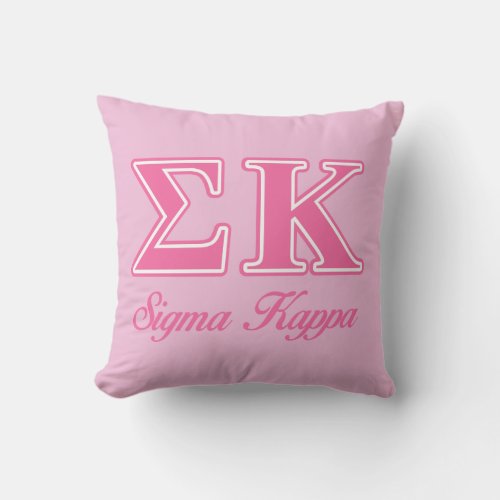 Sigma Kappa Light Pink Letters Throw Pillow