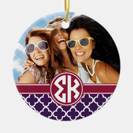 Sigma Kappa | Monogram And Photo Ceramic Ornament