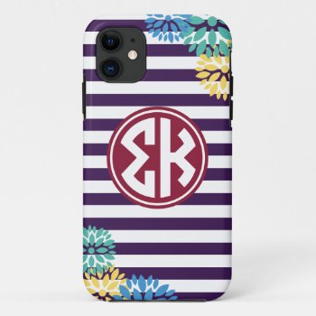 Sigma Kappa | Monogram Stripe Pattern Iphone 11 Case by SigmaKappa at Zazzle