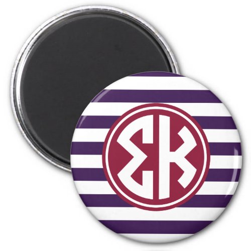 Sigma Kappa  Monogram Stripe Pattern Magnet