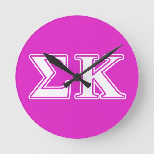 Sigma Kappa White and Lavender Letters Round Clock