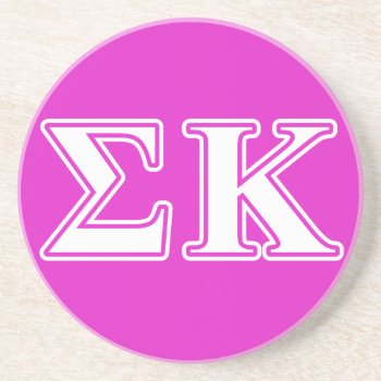 Sigma Kappa White And Lavender Letters Sandstone Coaster by SigmaKappa at Zazzle