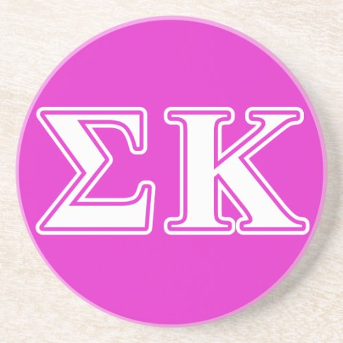 Sigma Kappa White and Lavender Letters Sandstone Coaster