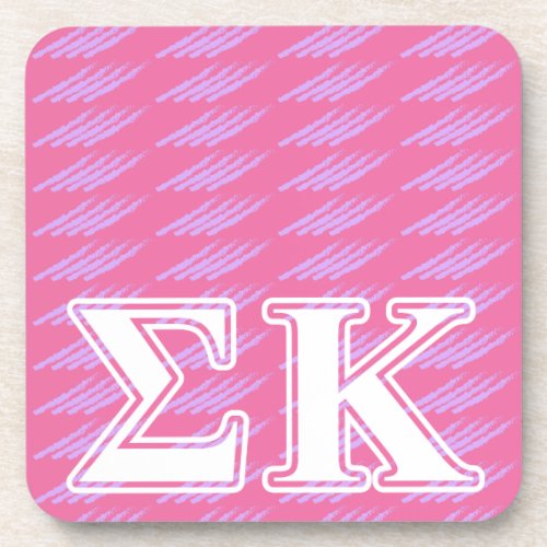 Sigma Kappa White and Pink Letters Coaster