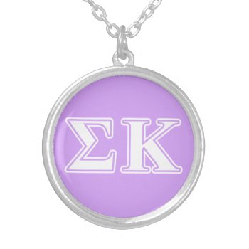 Sigma Kappa White And Pink Letters Silver Plated Necklace by SigmaKappa at Zazzle