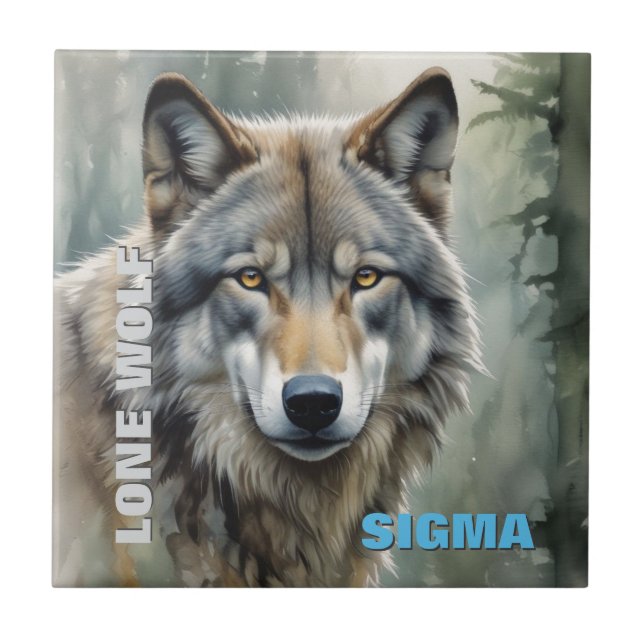 Sigma Male Lone Wolf Ceramic Tile (Front)