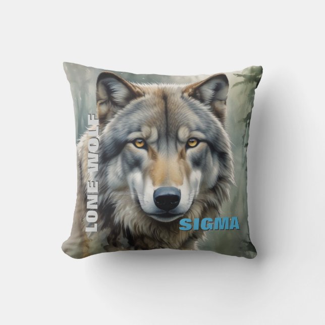 Sigma Male Lone Wolf Throw Pillow (Front)