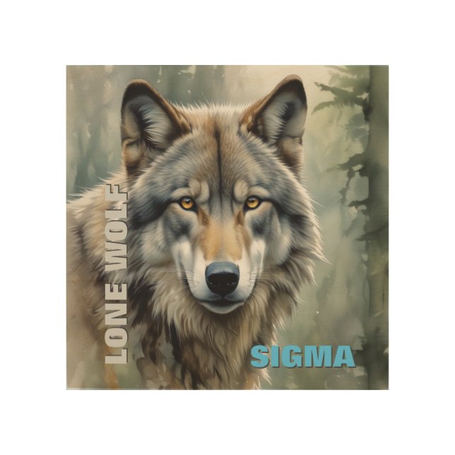 Sigma Male Lone Wolf Wood Wall Art (Front)