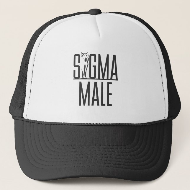 Sigma Male Wolf Lone Loner Meme Trucker Hat (Front)