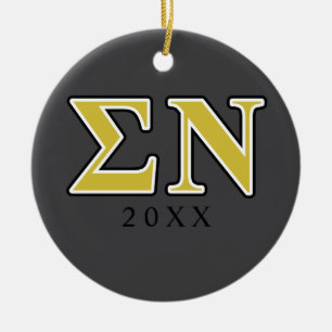 Sigma Nu Black and Gold Letters Ceramic Ornament