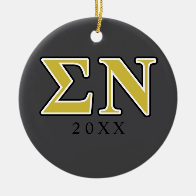 Sigma Nu Black and Gold Letters Ceramic Ornament (Front)