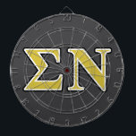 Sigma Nu Black and Gold Letters Dartboard With Darts<br><div class="desc">Check out these official Sigma Nu designs! Personalize your own Greek merchandise on Zazzle.com! Click the Customize button to insert your own name, class year, or club to make a unique product. Try adding text using various fonts & view a preview of your design! Zazzle's easy to customize products have...</div>