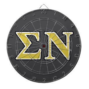 Sigma Nu Black and Gold Letters Dartboard With Darts