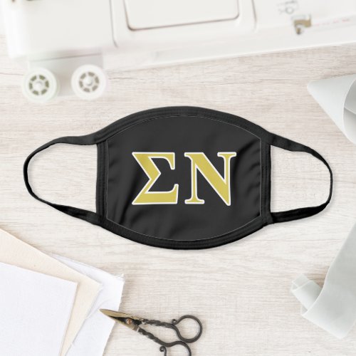 Sigma Nu Black and Gold Letters Face Mask