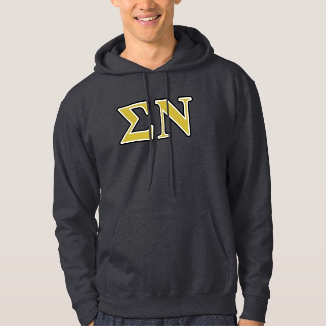Sigma Nu Black and Gold Letters Hoodie (Front)