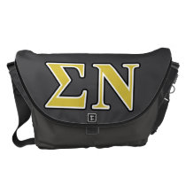 Sigma Nu Black and Gold Letters Messenger Bag