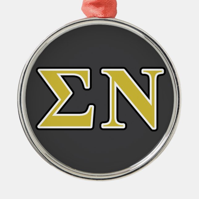 Sigma Nu Black and Gold Letters Metal Ornament (Front)