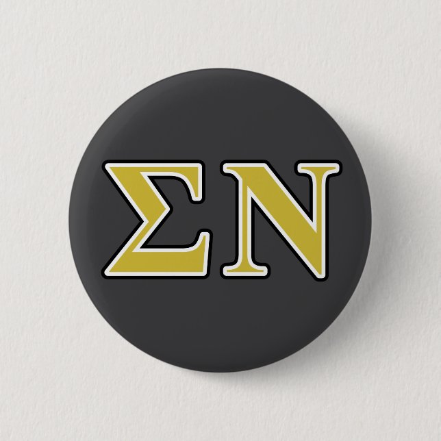 Sigma Nu Black and Gold Letters Pinback Button (Front)