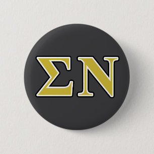 Sigma Nu Black and Gold Letters Pinback Button