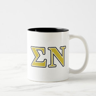Sigma Nu Black and Gold Letters Two-Tone Coffee Mug