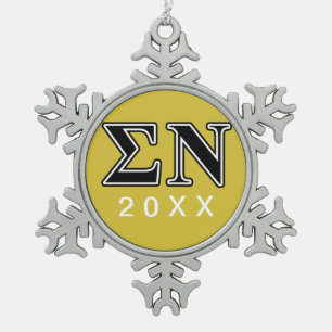 Sigma Nu Black Snowflake Pewter Christmas Ornament