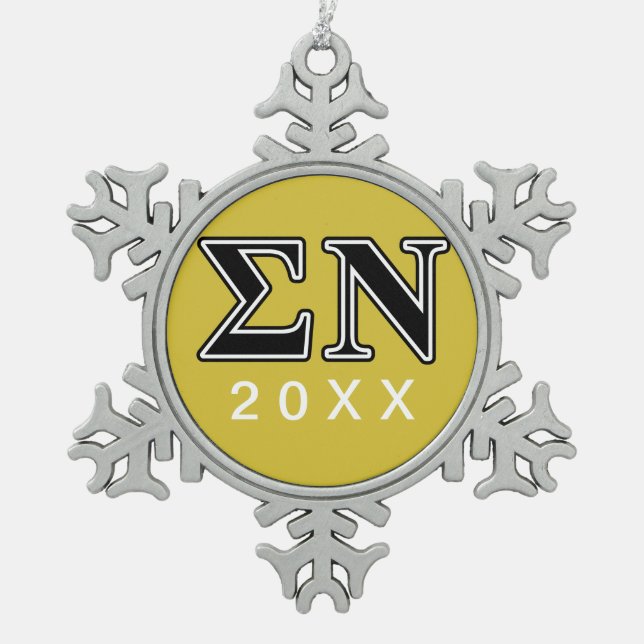 Sigma Nu Black Snowflake Pewter Christmas Ornament (Front)