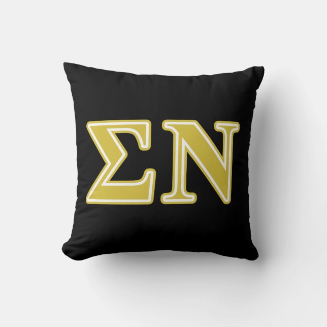 Sigma Nu Gold Letters Throw Pillow (Front)