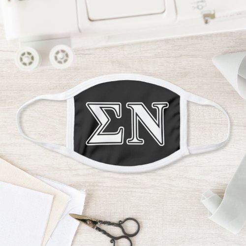 Sigma Nu White and Black Letters Face Mask