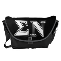 Sigma Nu White and Black Letters Messenger Bag