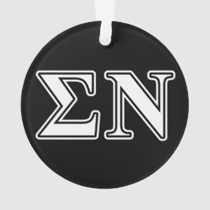 Sigma Nu White and Black Letters Ornament