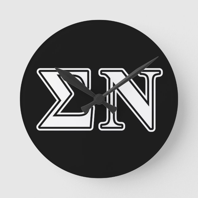 Sigma Nu White and Black Letters Round Clock (Front)